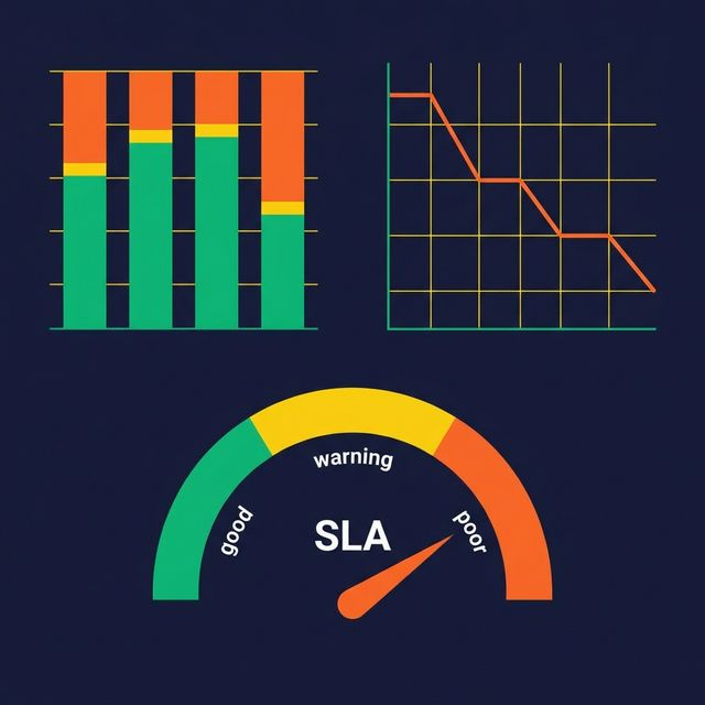 Quality monitoring: pass/fail ratios, trend lines, and SLA tracking alongside pipeline metrics
