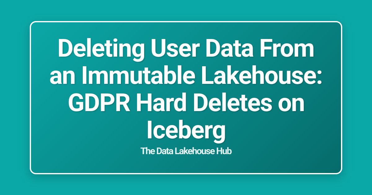 Deleting User Data From an Immutable Lakehouse: GDPR Hard Deletes on Iceberg